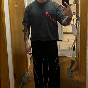 Black T-Shirt cropped tee boxy fit size large